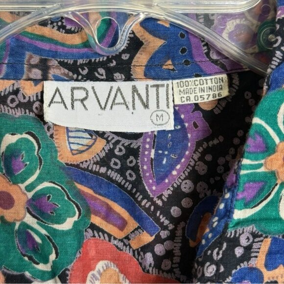 Vintage Paisley Tie Front Shirt Size Medium Cotton Boho Short Sleeve Top - Picture 4 of 6